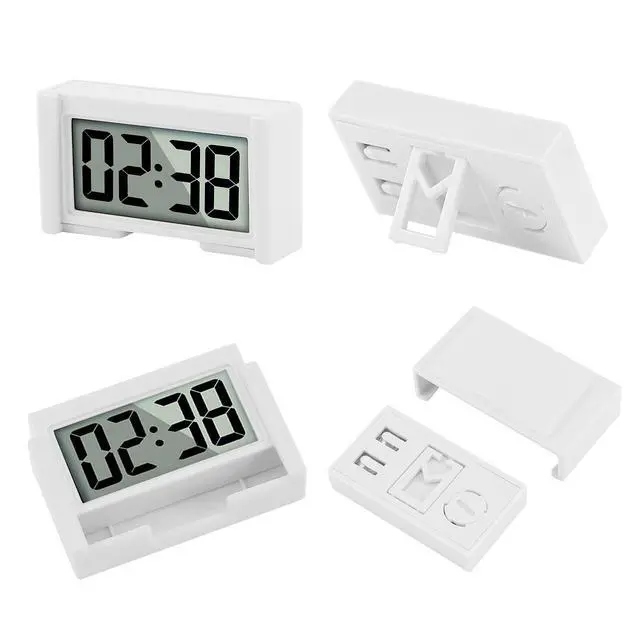 Alt view image 3 of 7 - 3PCS Small Digital Clock, Vehicle Adhesive Clock with Jumbo LCD Time & Day Display, Mini Car Dashboard Clock Battery Operated for Desktop Car Truck Dashboard & Air Vent (Black)