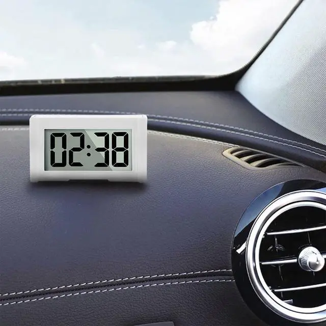 Alt view image 4 of 7 - 3PCS Small Digital Clock, Vehicle Adhesive Clock with Jumbo LCD Time & Day Display, Mini Car Dashboard Clock Battery Operated for Desktop Car Truck Dashboard & Air Vent (Black)