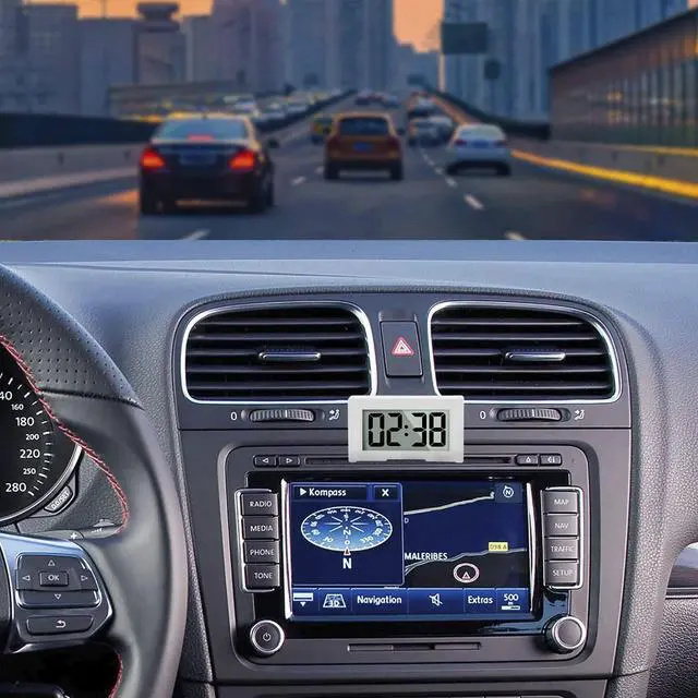 Alt view image 6 of 7 - 3PCS Small Digital Clock, Vehicle Adhesive Clock with Jumbo LCD Time & Day Display, Mini Car Dashboard Clock Battery Operated for Desktop Car Truck Dashboard & Air Vent (Black)