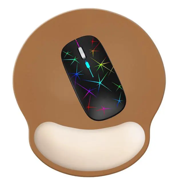 Alt view image 2 of 6 - Wrist Rest Support Mouse Pad,Ergonomic Memory Foam Mouse Mat 9x10in Non-Slip Rubber Base Pain Relief Mousepad for Computer, Laptop(Chocolate Beige Foam)