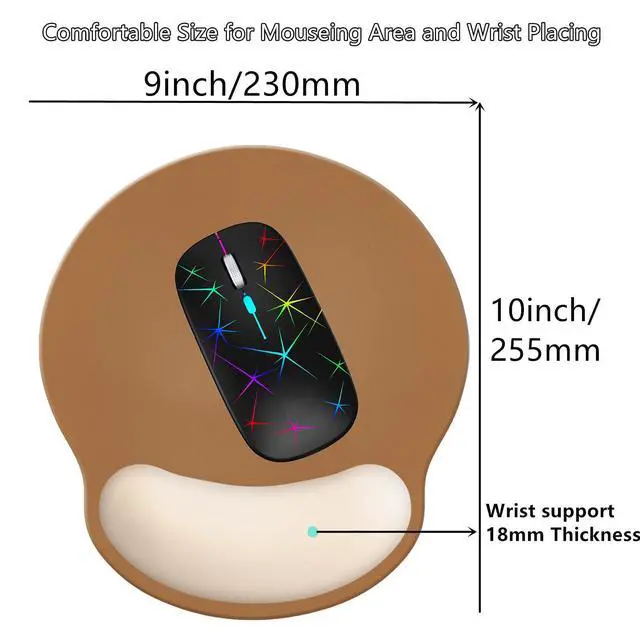 Alt view image 3 of 6 - Wrist Rest Support Mouse Pad,Ergonomic Memory Foam Mouse Mat 9x10in Non-Slip Rubber Base Pain Relief Mousepad for Computer, Laptop(Chocolate Beige Foam)