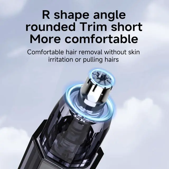 Alt view image 5 of 6 - Nose Ear Trimmer Clipper R Angle Round Fast Charge Type-c Port Painless Hair Trimmer for Men Women,Touch Control Available Wet Hands with IPX7 Waterproof,Dual Edge Blades for Easy Cleaning Grey