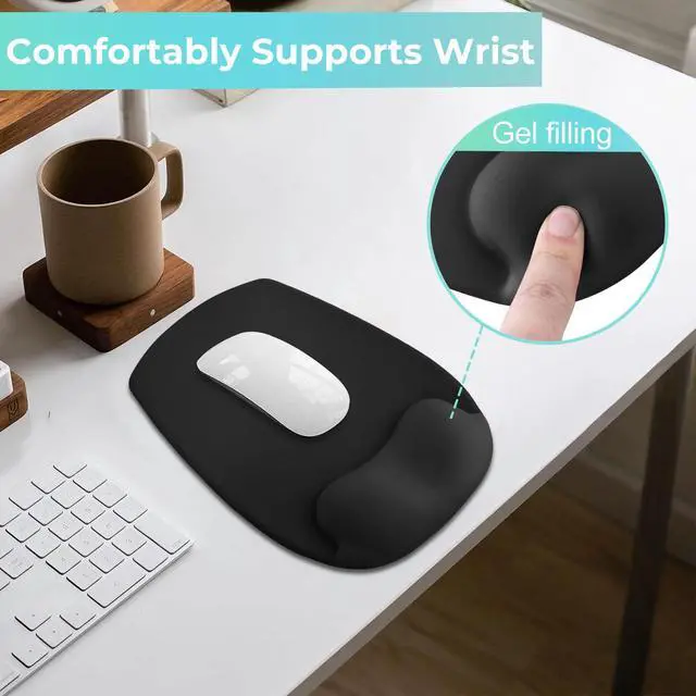 Alt view image 3 of 6 - Mouse Pad with Wrist Rest Support, Ergonomic Mousepad with Comfortable Gel Cushion, Gaming Mouse Pad with Smooth Lycra Surface & Non-Slip PU Base, for Home Office Computer Laptop, Black