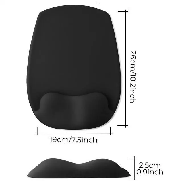Alt view image 5 of 6 - Mouse Pad with Wrist Rest Support, Ergonomic Mousepad with Comfortable Gel Cushion, Gaming Mouse Pad with Smooth Lycra Surface & Non-Slip PU Base, for Home Office Computer Laptop, Black