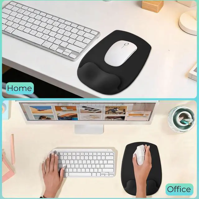 Alt view image 6 of 6 - Mouse Pad with Wrist Rest Support, Ergonomic Mousepad with Comfortable Gel Cushion, Gaming Mouse Pad with Smooth Lycra Surface & Non-Slip PU Base, for Home Office Computer Laptop, Black
