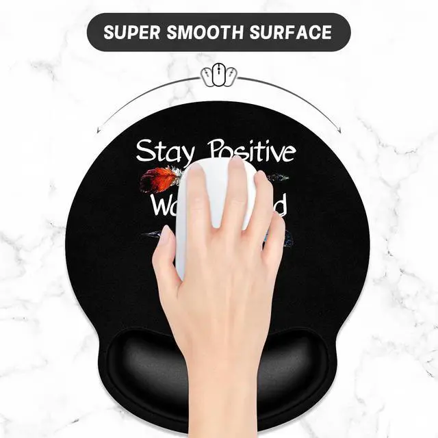 Alt view image 4 of 7 - Ergonomic Mouse Pad with Wrist Support Wrist Rest Smooth Surface Non-Slip Rubber Base Comfortable Office Supplies Pain Relief, 9.8 x 9.1 inches, Inspirational Quote Black