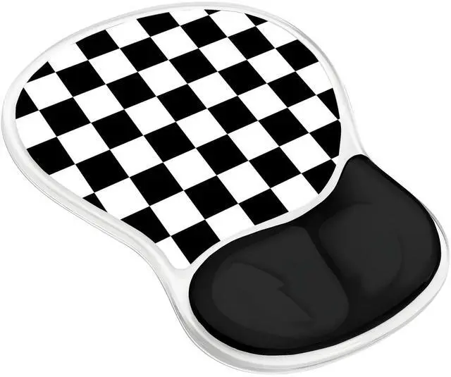 Main image of Pad with Wrist Rest for Mouse Ergonomic Mouse Wrist Rest Non-Slip Silicone Checkered Plaid Black and White Mousepad with Wrist Support for Computer Desk Gaming Laptop Home Office Desk Supply