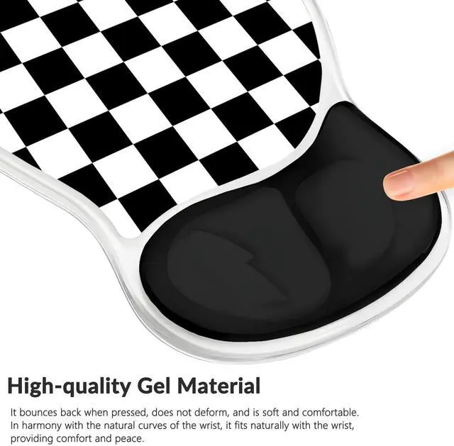 Alt view image 6 of 7 - Pad with Wrist Rest for Mouse Ergonomic Mouse Wrist Rest Non-Slip Silicone Checkered Plaid Black and White Mousepad with Wrist Support for Computer Desk Gaming Laptop Home Office Desk Supply