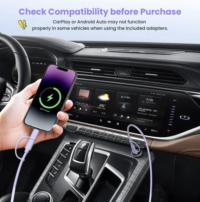 Alt view image 2 of 7 - for iPhone 17 USB C Charger Cable,Multi 4 in 1 Charging Cord 6.6FT,60W Fast Charging USBC Lead with USB A/Lightning Adapter for New Apple 17e 16 15 14 Pro Max,Samsung S26,Airpods 3,iPad Air 6