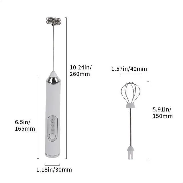 Main image of Rechargeable Handheld Milk Frother with 3 Speeds, Double-Layer Stainless Steel Whisk Portable Coffee Frother, 2 Detachable Heads for Coffee/Latte/Matcha, White