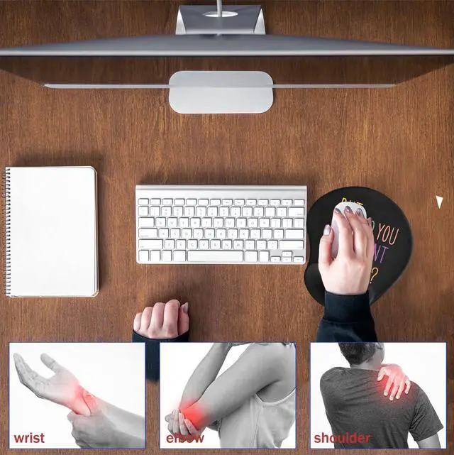 Alt view image 5 of 6 - Pad with Wrist Rest, Ergonomic Mouse Pad with Memory Foam Wrist Rest Cushion, Non-Slip Rubber Base Gaming Mice Pad for Home Office Computer Laptop, Did You Document It?