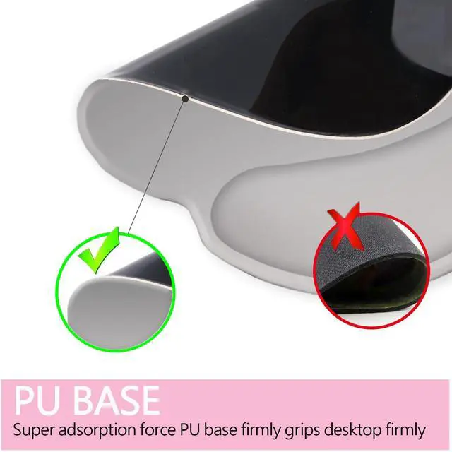 Alt view image 4 of 7 - Mouse Pad with Wrist Rest Support, Ergonomic Gaming Mouse Pad with Non-Slip PU Base for Computer, Laptop, Office and Home, Easy Typing & Pain Relief (Gray)