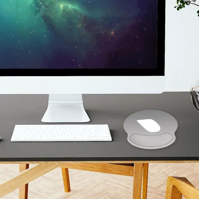 Alt view image 7 of 7 - Mouse Pad with Wrist Rest Support, Ergonomic Gaming Mouse Pad with Non-Slip PU Base for Computer, Laptop, Office and Home, Easy Typing & Pain Relief (Gray)
