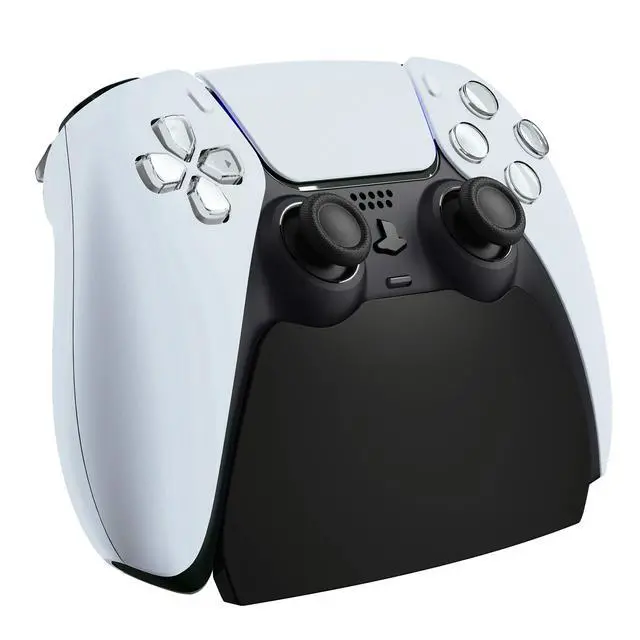 Alt view image 6 of 7 - Solid Black Controller Display Stand for ps5, Gamepad Accessories Desk Holder for ps5 Controller with Rubber Pads
