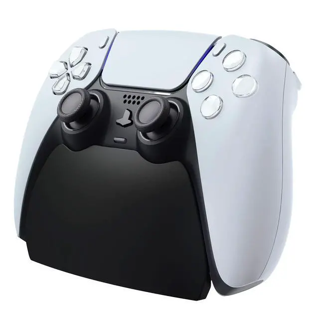 Alt view image 7 of 7 - Solid Black Controller Display Stand for ps5, Gamepad Accessories Desk Holder for ps5 Controller with Rubber Pads