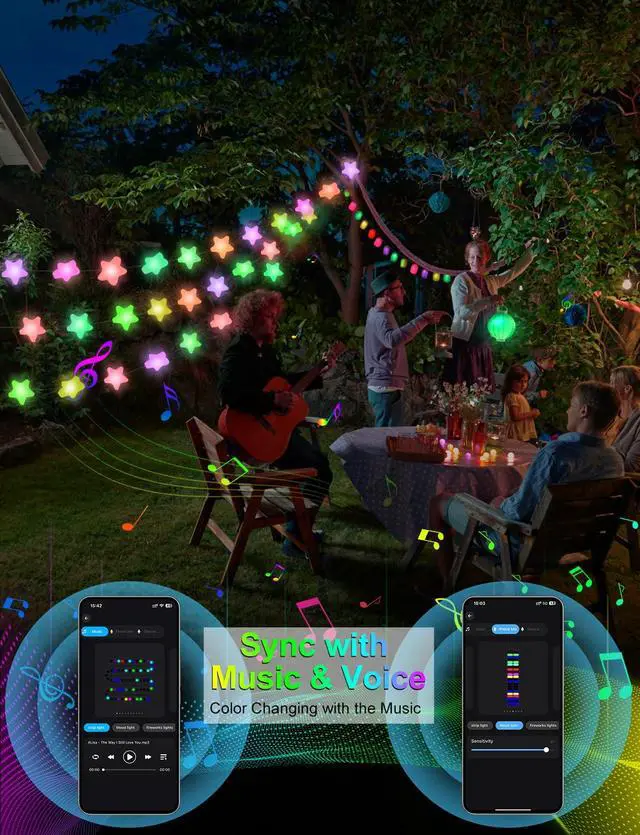 Alt view image 7 of 7 - Smart Star Fairy Lights Plug in, 33Ft 16 Million Color Changing String Lights RGB Built in Chip APP & Remote Control DIY Music Sync Twinkle Light for Bedroom Christmas Decoration Christmas Gift