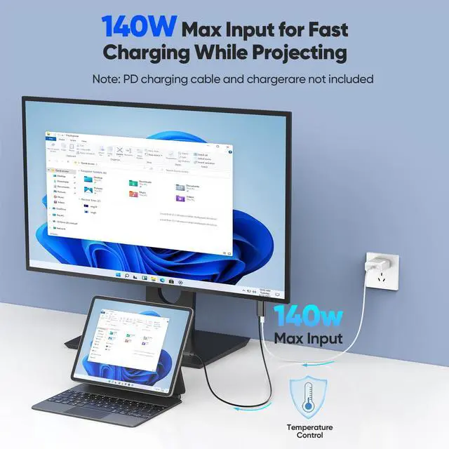Alt view image 2 of 7 - USB C to HDMI Cable 6.6ft with 140W Charging Port, 4K@60Hz Type C to HDMI Dispaly Cord with PD Power Delivery for SteamDeck Switch MacBook iPhone 17/16/15 Series Galaxy S23/S24/S25 Monitor HDTV