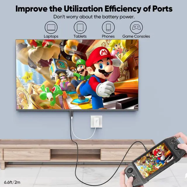 Alt view image 4 of 7 - USB C to HDMI Cable 6.6ft with 140W Charging Port, 4K@60Hz Type C to HDMI Dispaly Cord with PD Power Delivery for SteamDeck Switch MacBook iPhone 17/16/15 Series Galaxy S23/S24/S25 Monitor HDTV