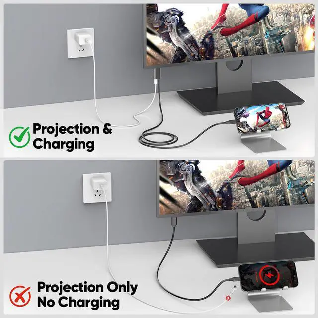 Alt view image 5 of 7 - USB C to HDMI Cable 6.6ft with 140W Charging Port, 4K@60Hz Type C to HDMI Dispaly Cord with PD Power Delivery for SteamDeck Switch MacBook iPhone 17/16/15 Series Galaxy S23/S24/S25 Monitor HDTV