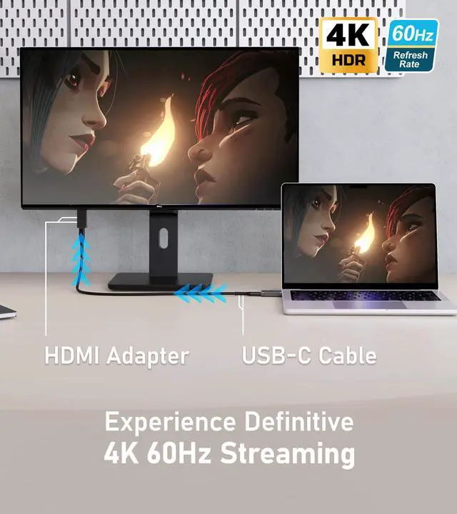 Alt view image 3 of 7 - USB-C Female to HDMI Male Adapter 4K 60Hz, USB-C to HDMI Converter, Thunderbolt 3/4 Compatible, 4K Ultra HD Display Adapter Compatible with MacBook, iPad Pro, Samsung Galaxy, and More