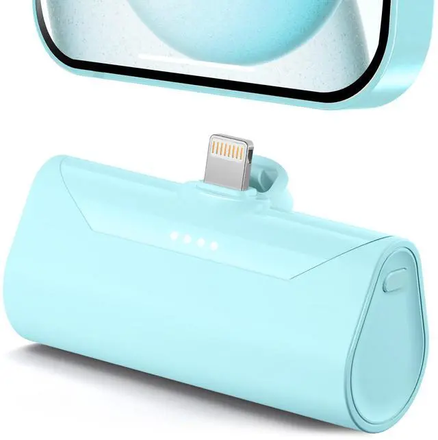 Main image of Blue Power Bank Battery Charger for iPhone 11 Pro, 4800mah Portable Charger Ultra-compact External Battery for Lightning Port, Mini Power Charger ompatible With iPhone 14/13/12 pro max/6s/6/7/8