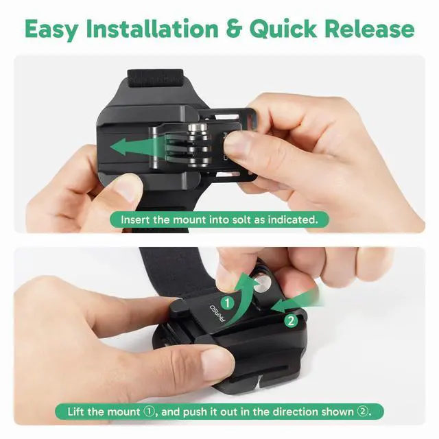 Alt view image 4 of 7 - 2-in-1 Quick Release Adjustable Head Strap Mount for GoPro Hero 13 12 11 10 9, EK7000/EK7000 Pro, Brave 4/4 Pro, Brave 7/7 LE, V50 X, V50 Elite, DJI Osmo Action Cameras