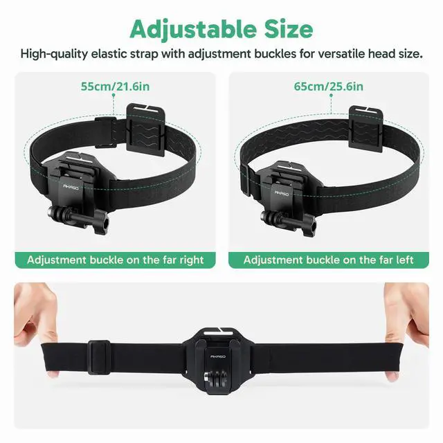 Alt view image 7 of 7 - 2-in-1 Quick Release Adjustable Head Strap Mount for GoPro Hero 13 12 11 10 9, EK7000/EK7000 Pro, Brave 4/4 Pro, Brave 7/7 LE, V50 X, V50 Elite, DJI Osmo Action Cameras