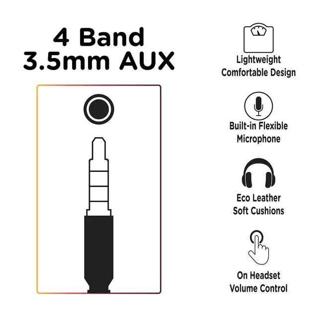 Alt view image 4 of 7 - Basic Multimedia Stereo Headset - Adjustable Microphone - Lightweight Comfortable Design - Soft Eco Leather Ear Cushions - Over Ear - Black - HS3000S