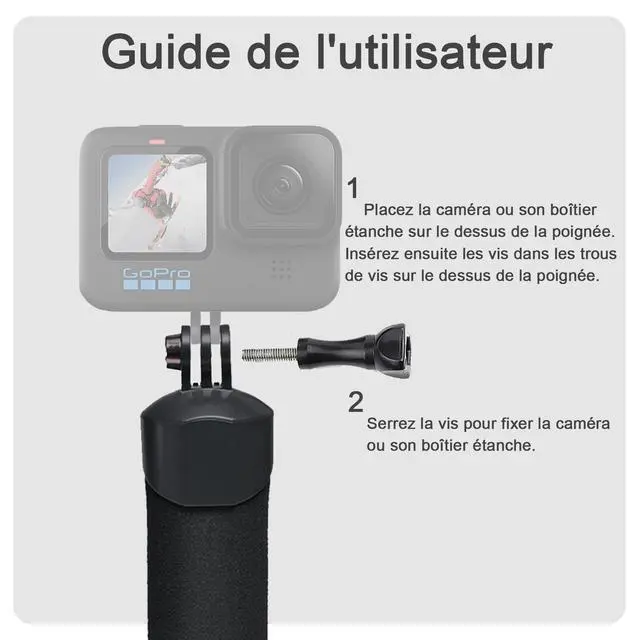 Alt view image 5 of 7 - Waterproof Monopod Floating Hand Grip for Go Pro Hero 13/12/11/10/9/8/7/6/5/4k/max, DJI Osmo Action 6/5 pro/4/3, Insta 360 ace pro 2/X5/X4 Underwater Selfie Stick Grip