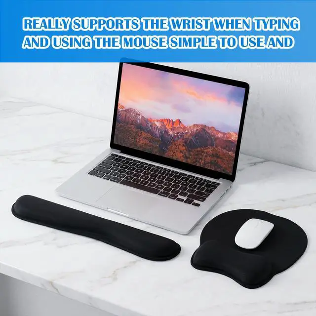 Alt view image 7 of 7 - 6 Pcs Mouse Pad and Keyboard Wrist Rest, Keyboard and Mouse Pad Set with Wrist Support, Ergonomic Memory Foam for Office, Gaming, Computer, Laptop, Typing Comfort and Wrist Pain Relief
