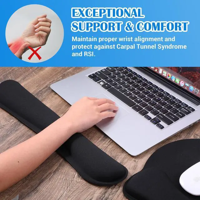 Alt view image 4 of 7 - 6 Pcs Mouse Pad and Keyboard Wrist Rest, Keyboard and Mouse Pad Set with Wrist Support, Ergonomic Memory Foam for Office, Gaming, Computer, Laptop, Typing Comfort and Wrist Pain Relief