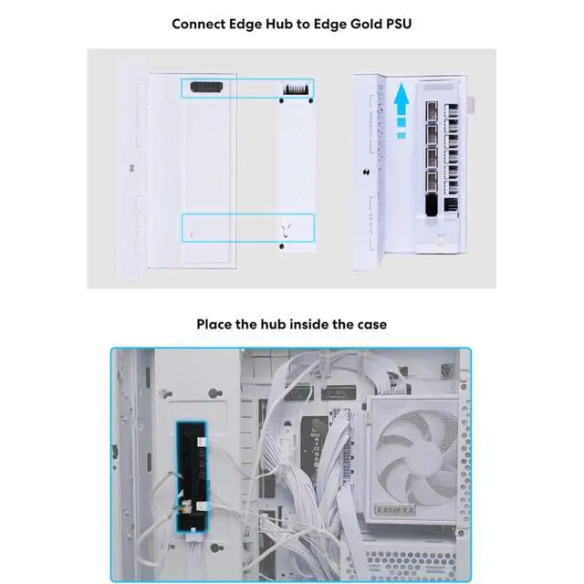 Alt view image 4 of 7 - Universal USB & PWM Fan Hub, Fan Controller with 4 USB Headers - 6 Fan Ports - Magnetic Mounting - 5V/4PIN - PSU/Motherboard Universal Case Compatibility - White (EG-HUB01W)
