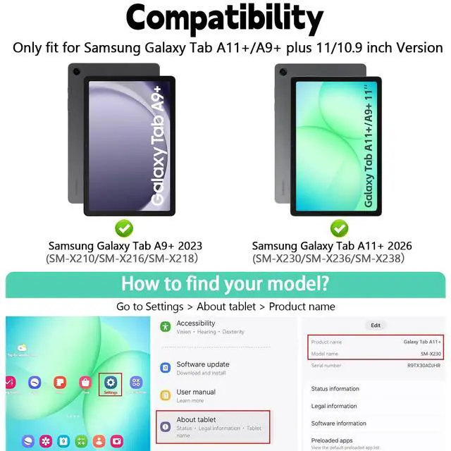 Alt view image 2 of 7 - Shockproof Case for Samsung Galaxy Tab A11 Plus 11 inch 2026 with Built-in Kickstand, 3 Layers Heavy Duty Protection Cover for Tab A9+ 10.9 2023, Navy Blue