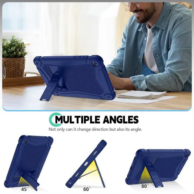 Alt view image 3 of 7 - Shockproof Case for Samsung Galaxy Tab A11 Plus 11 inch 2026 with Built-in Kickstand, 3 Layers Heavy Duty Protection Cover for Tab A9+ 10.9 2023, Navy Blue