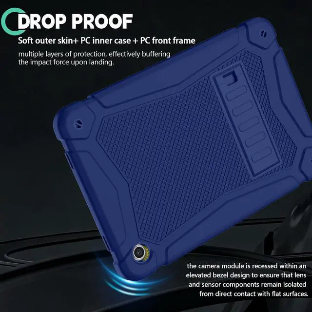 Alt view image 4 of 7 - Shockproof Case for Samsung Galaxy Tab A11 Plus 11 inch 2026 with Built-in Kickstand, 3 Layers Heavy Duty Protection Cover for Tab A9+ 10.9 2023, Navy Blue