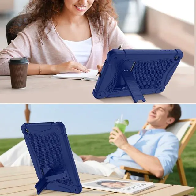 Alt view image 5 of 7 - Shockproof Case for Samsung Galaxy Tab A11 Plus 11 inch 2026 with Built-in Kickstand, 3 Layers Heavy Duty Protection Cover for Tab A9+ 10.9 2023, Navy Blue