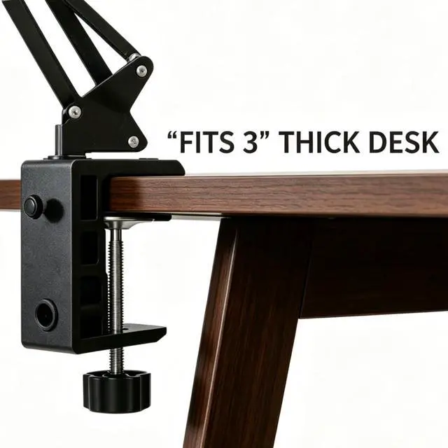 Alt view image 3 of 7 - Replacement Heavy Duty C Clamp for 1/2 and 5/8 Hole Base Magnifying Lamp,Desk Lamp,Swing Arm Lamp,Phone I pad Mount,Tablet Mic Holder,Table Mount Clamp for Microphone Stand Mic Boom Arm (G2 BLACK)