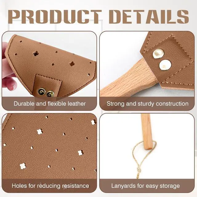 Alt view image 3 of 7 - 3 Pack Leather Fly Swatters with Lanyard, Sturdy Fly Swatter Heavy Duty Wood Fly Swatter for Indoors and Outdoors