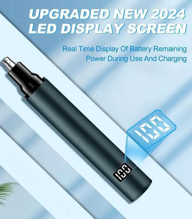 Alt view image 2 of 7 - Nose Hair Trimmer with LED Display- 2025 Professional Painless Ear Hair Trimmers for Men and Women, USB Rechargeable Nose Hair Trimmer Clipper 14,000 RPM IPX7 Waterproof Dual Edge Blades, Blue B