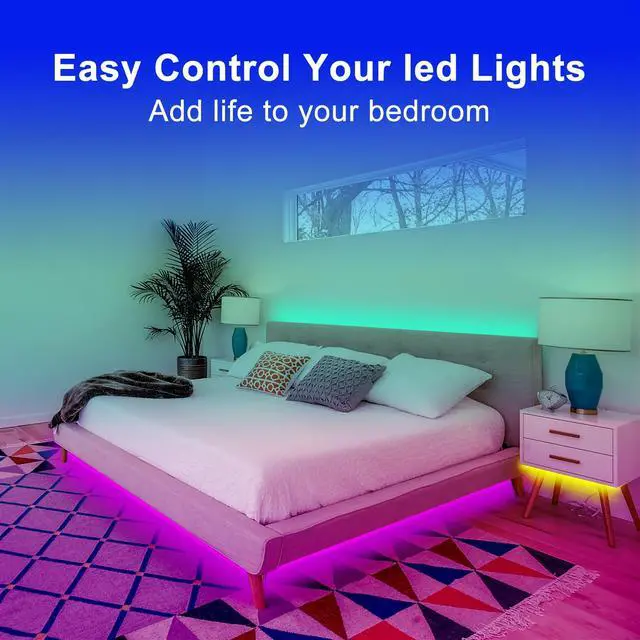 Alt view image 4 of 7 - RGB COB LED Strip Light with Remote and app Control,Music Synchronized Color Change 24V RGB led Strip,6.56FT/2M,10mm Wide,Indoor RGB Lights for Bedroom,Game Room,Bar,Party