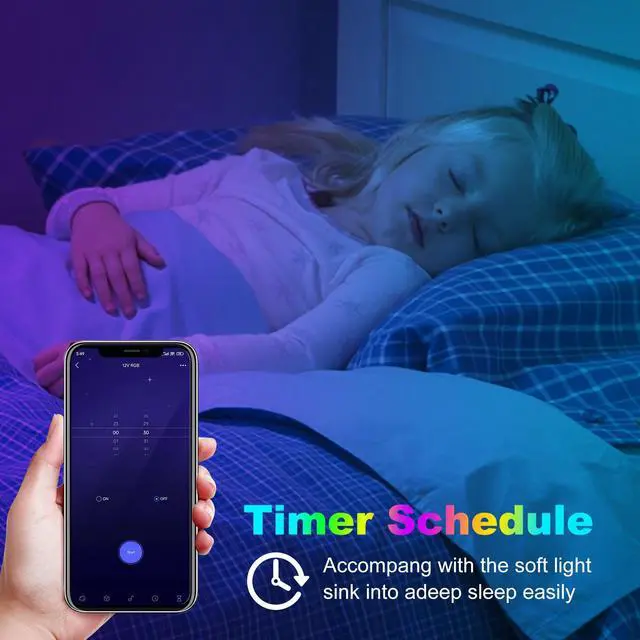 Alt view image 5 of 7 - RGB COB LED Strip Light with Remote and app Control,Music Synchronized Color Change 24V RGB led Strip,6.56FT/2M,10mm Wide,Indoor RGB Lights for Bedroom,Game Room,Bar,Party