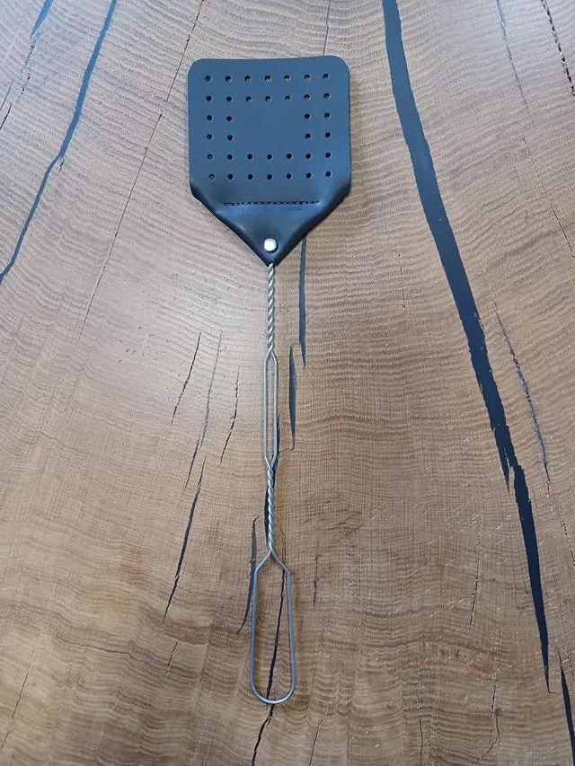 Alt view image 7 of 7 - Leather Fly Swatter Set (1 Pack) 17 Amish-Made Fly Swat w/Real Leather Paddle Fly Swatters Multi Pack w/Metal Handle Bug Swatter, Mosquito Swatter, Wasp Swatter (Black)