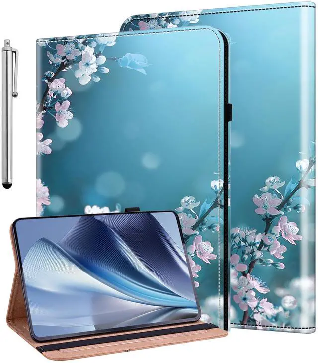 Main image of Case for Samsung Galaxy Tab A11 Plus/A11+/A9 Plus/A9+ 5G 11 Inch 2025/2023, Auto Wake/Sleep Pencil Holder Flip Wallet Leather Shockproof Cover, Plum Blossom