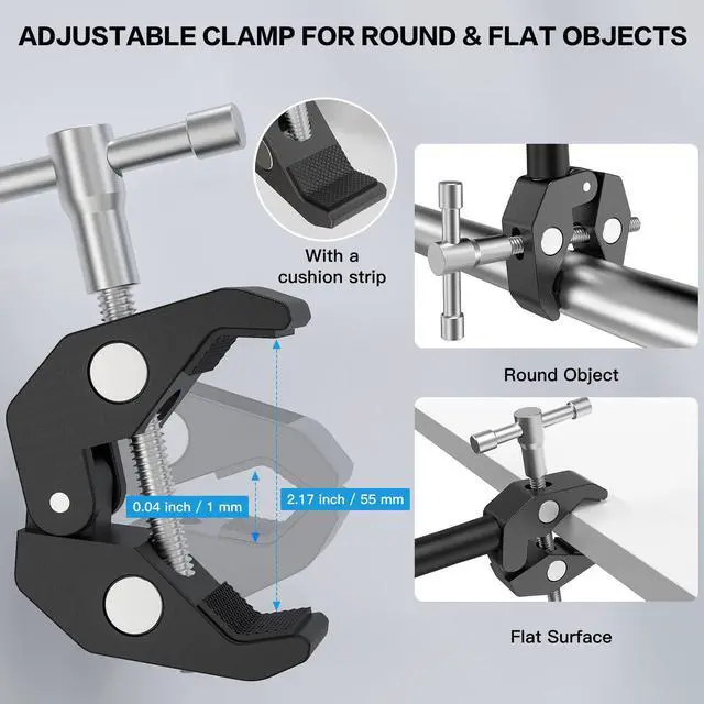 Alt view image 3 of 7 - Gooseneck Microphone Stand with Clamp, Flexible 19'' Boom Arm Mic Mount for Desk & Pipes, Compatible with Blue Yeti, Snowball, Razer, Pyle, Podcasting & Streaming
