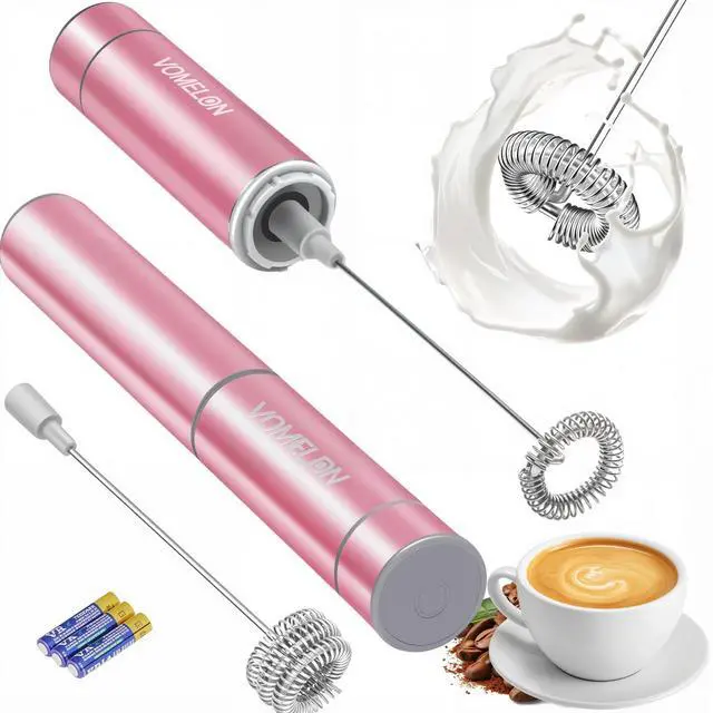 Main image of Electric Milk Frother Handheld,Travel Coffee Drink Mixer Batteries Included, 304 Stainless Steel Whisk for latte Cappuccino,Bulletproof Coffee Hot Chocolate,Egg Rose Pink