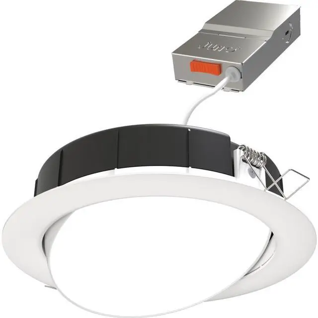 Main image of LED Shower Light, Adjustable 6 Inch Wafer Downlight, Switchable Color Temperature 2700K/3000K/3500K/4000K/5000K, 90+ CRI, Matte White, 6-Inch