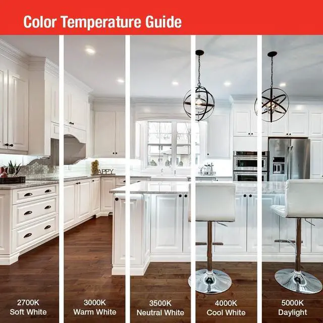 Alt view image 4 of 7 - LED Shower Light, Adjustable 6 Inch Wafer Downlight, Switchable Color Temperature 2700K/3000K/3500K/4000K/5000K, 90+ CRI, Matte White, 6-Inch