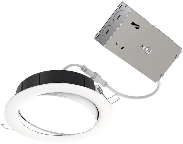 Alt view image 7 of 7 - LED Shower Light, Adjustable 6 Inch Wafer Downlight, Switchable Color Temperature 2700K/3000K/3500K/4000K/5000K, 90+ CRI, Matte White, 6-Inch