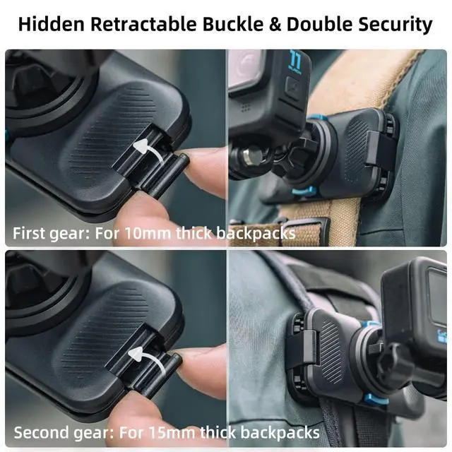 Alt view image 5 of 7 - 360° Rotation Magnetic Quick Release Backpack Clip Mount Compatible with Gopro Hero 13,12,11,9,8,7,6,5,DJI Osmo Action 6/5 pro/4/3 and More