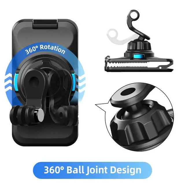 Alt view image 7 of 7 - 360° Rotation Magnetic Quick Release Backpack Clip Mount Compatible with Gopro Hero 13,12,11,9,8,7,6,5,DJI Osmo Action 6/5 pro/4/3 and More